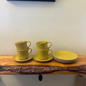 Vintage mid century Maplex cup and saucer set made in Canada. Set of 14 pieces